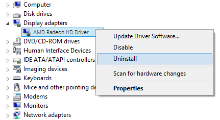Graphic Driver Uninstall from Device Manager
